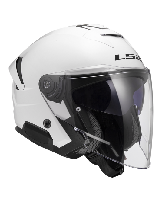 Capacete jet LS2 OF618 Verso II Solid Branco – vista lateral