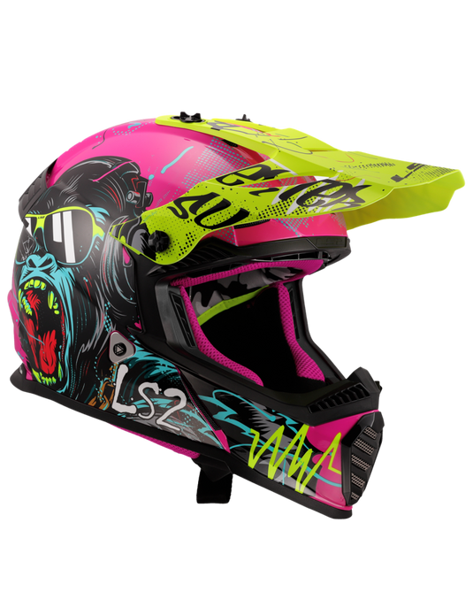 Interior removível e lavável – capacete motocross infantil LS2 MX437 Fast Evo II Mini Gorilla