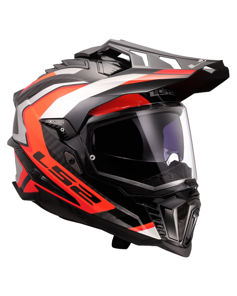 Load image into Gallery viewer, Calota em fibra de carbono – capacete enduro LS2 MX701 Explorer C Frontier II Laranja Cinza
