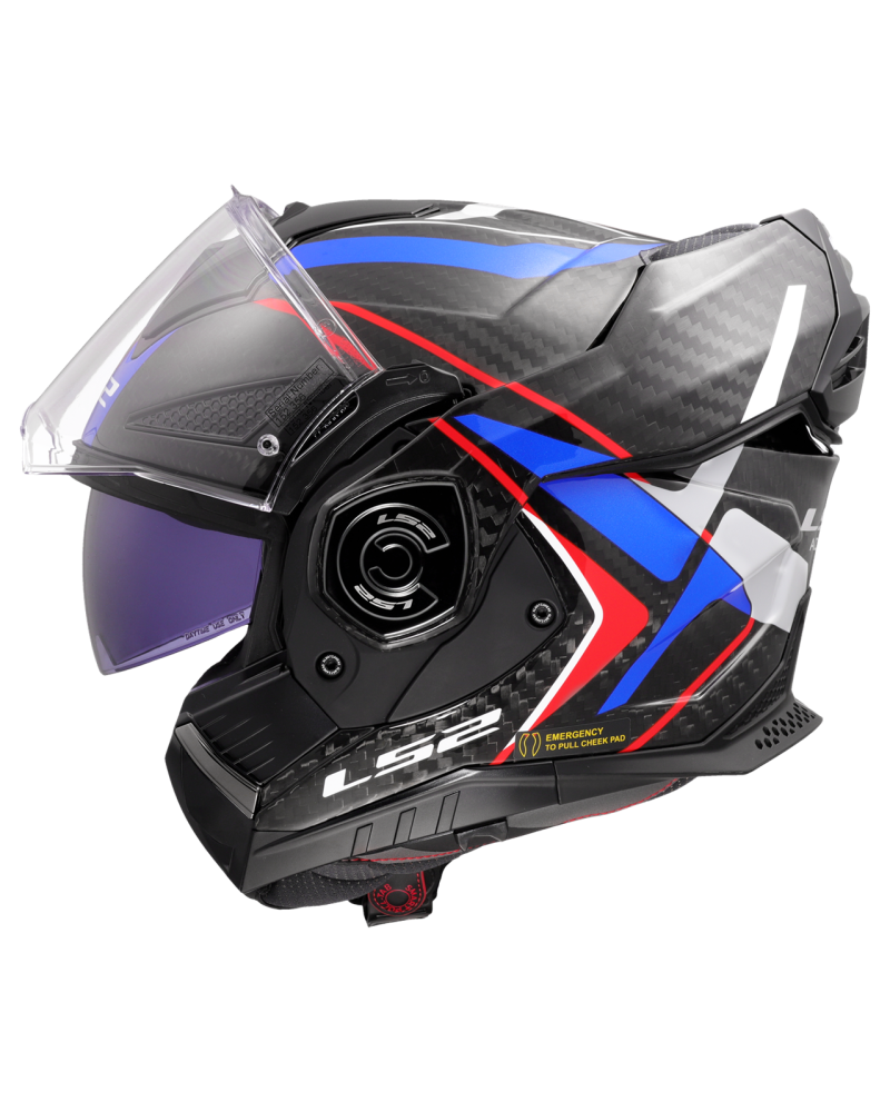 Load image into Gallery viewer, Capacete modular LS2 FF901 Advant-X C Future II Branco Azul Vermelho – perspetiva
