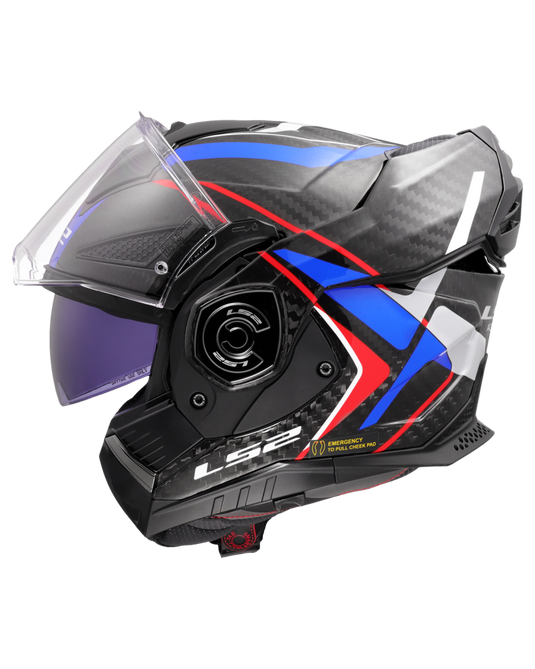 Capacete modular LS2 FF901 Advant-X C Future II Branco Azul Vermelho – perspetiva