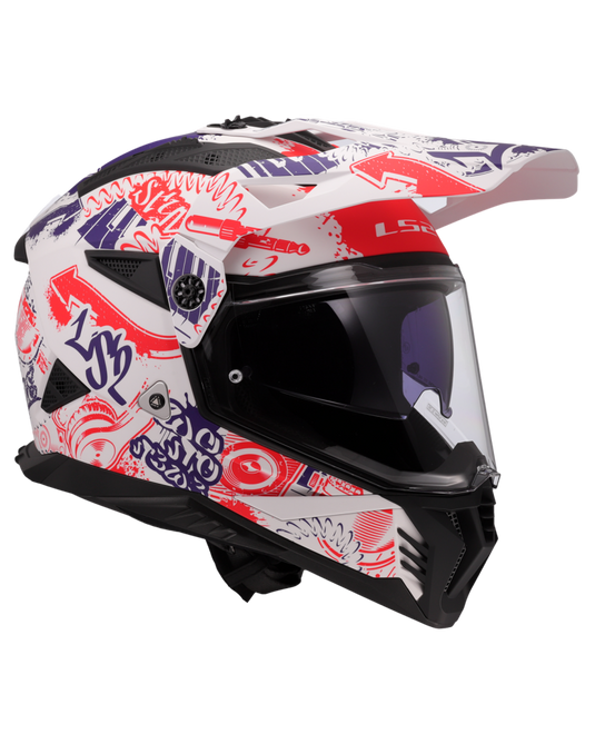 Calota em termoplástico – capacete motocross LS2 MX702 Pioneer II Fantasy Branco Mate