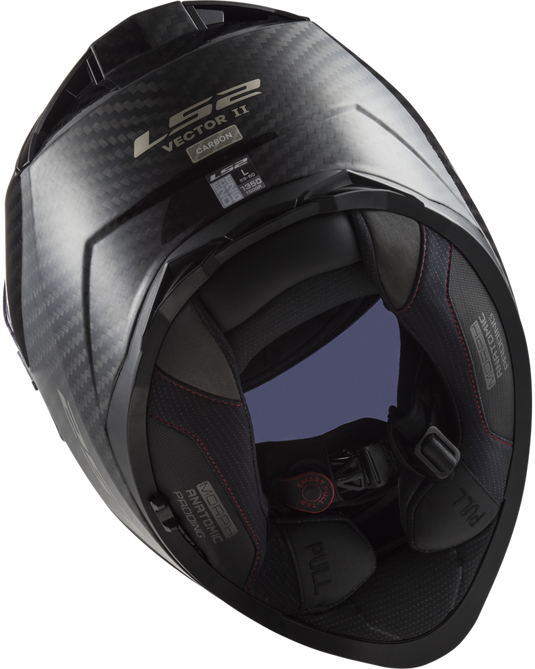 Capacete LS2 FF811 Vector II C Solid – detalhe do acabamento em fibra de carbono brilhante