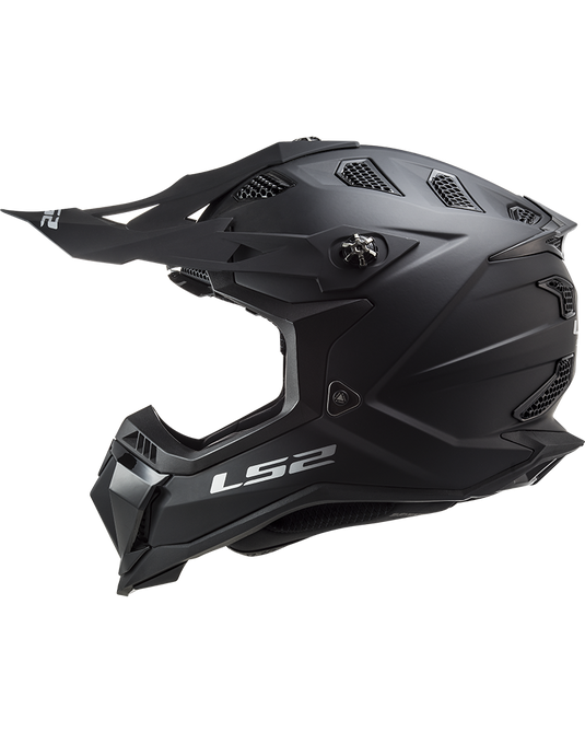Capacete motocross LS2 MX700 Subverter Evo II Solid Preto Mate – perspetiva em uso