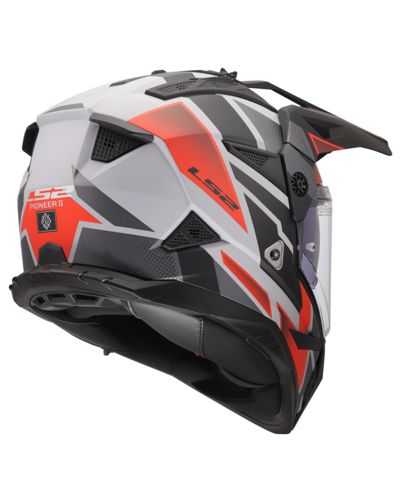 Load image into Gallery viewer, Calota em termoplástico – capacete motocross LS2 MX702 Pioneer II Block Cinza Vermelho
