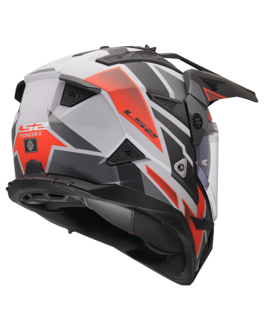 Calota em termoplástico – capacete motocross LS2 MX702 Pioneer II Block Cinza Vermelho