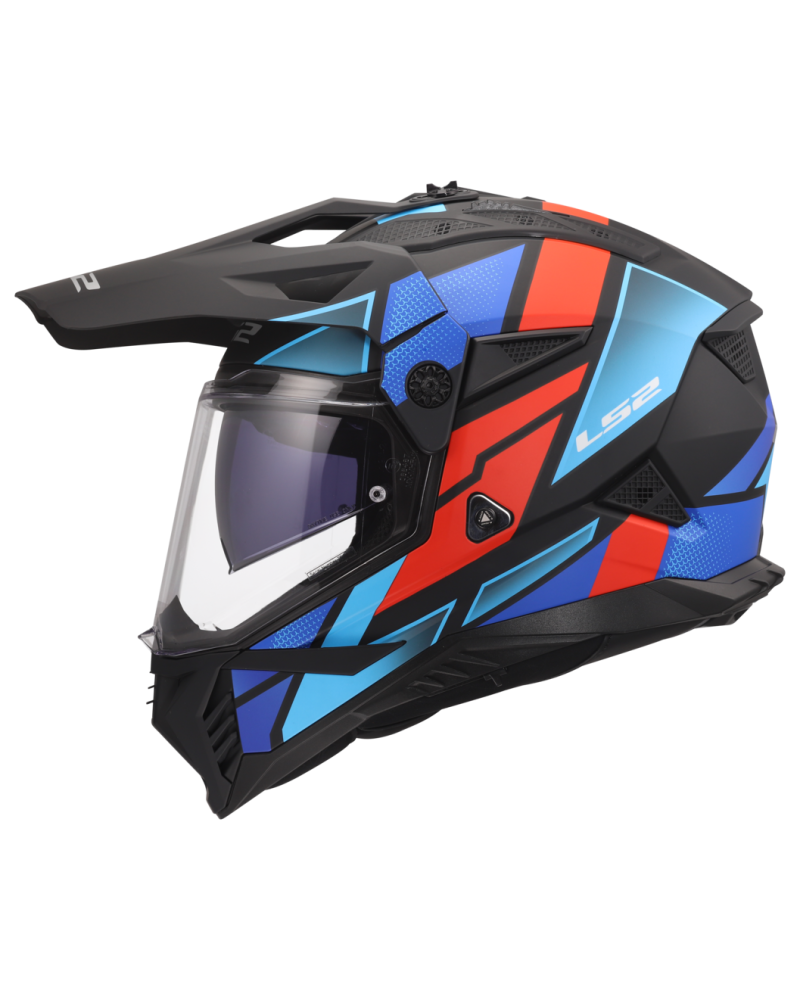 Load image into Gallery viewer, Calota em termoplástico – capacete motocross LS2 MX702 Pioneer II Block Preto Vermelho Azul
