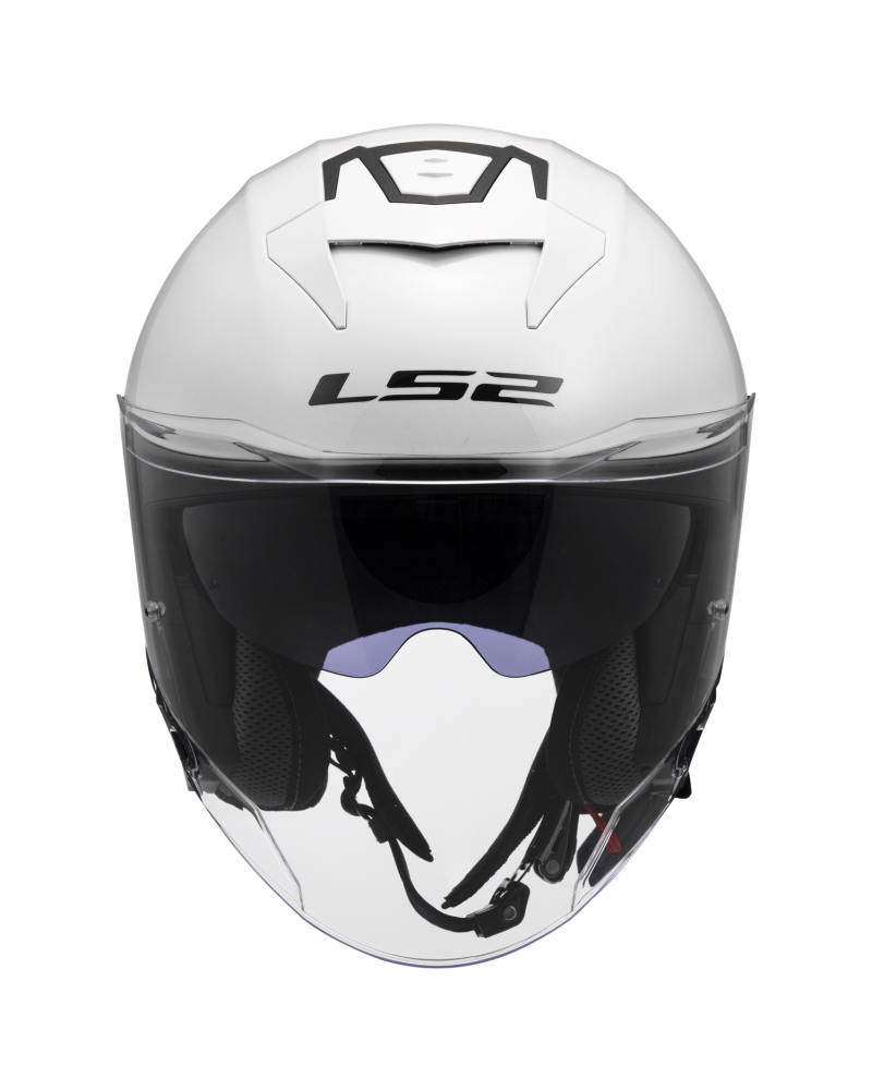 Load image into Gallery viewer, Capacete jet LS2 OF618 Verso II Solid Branco – vista frontal – ECE 22.06
