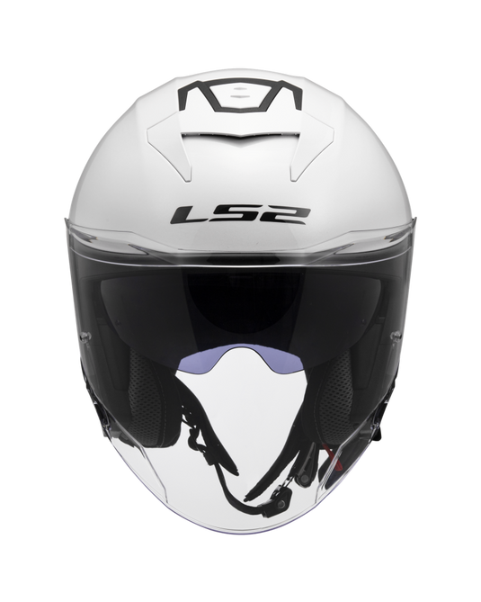 Capacete jet LS2 OF618 Verso II Solid Branco – vista frontal – ECE 22.06