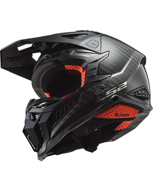 Fecho duplo D – capacete motocross LS2 MX703 X-Force C Solid Carbono Brilho