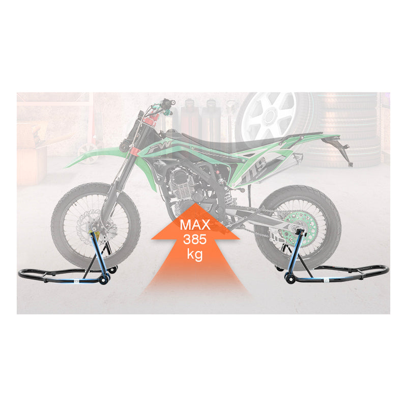Carregue imagem no visualizador da galeriaCavalete elevador para moto - Suporte dianteiro e traseiro 385 kg
