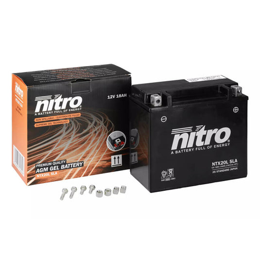 Bateria Nitro NTX20L 12V 18Ah SLA Gel selada para moto de grande cilindrada e touring