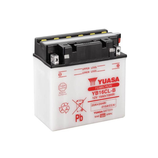 Bateria Yuasa YB16CL-B 12V 20Ah 215A CCA — bateria moto chumbo-ácido terminal positivo à direita
