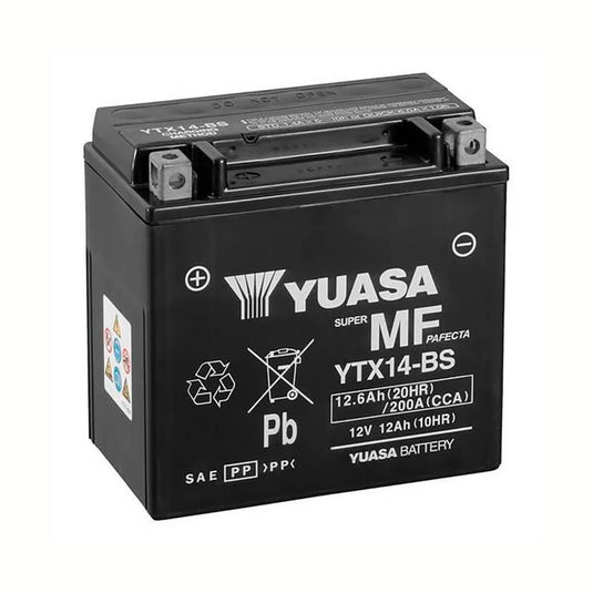 Bateria YUASA YTX14-BS 12V 12Ah MF selada para moto - sem manutenção, pronta a instalar
