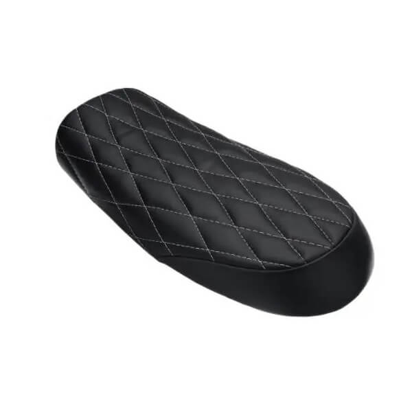 Load image into Gallery viewer, Banco café racer vintage flat preto com losangos – banco universal moto café racer
