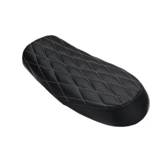 Banco café racer vintage flat preto com losangos – banco universal moto café racer