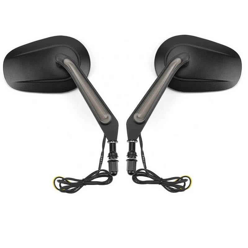 Load image into Gallery viewer, Espelho retrovisor Harley-Davidson preto mate com pisca LED integrado 12V convexo
