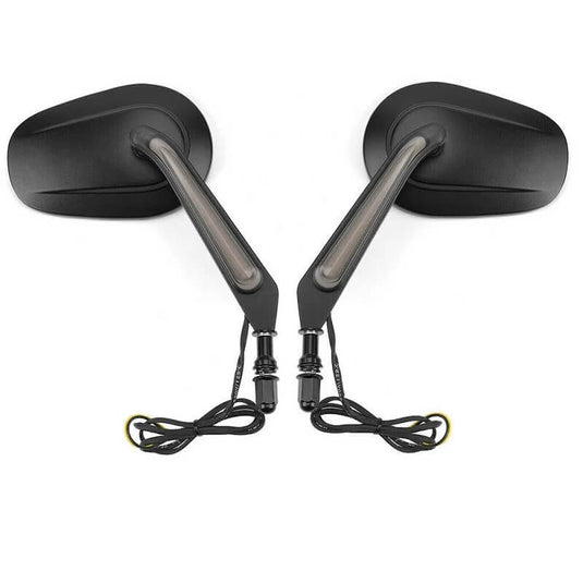 Espelho retrovisor Harley-Davidson preto mate com pisca LED integrado 12V convexo