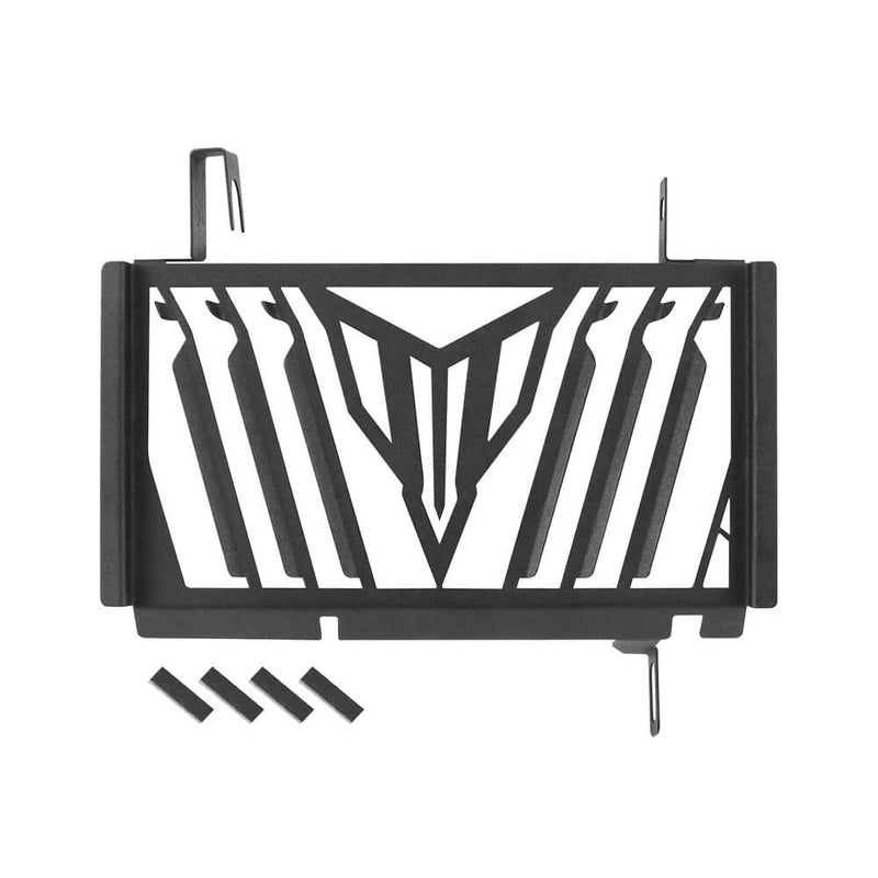 Load image into Gallery viewer, Vista lateral da grelha de proteção de radiador instalada na Yamaha MT-125
