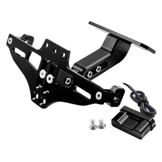 Suporte matrícula CNC alumínio cor preta com luz LED