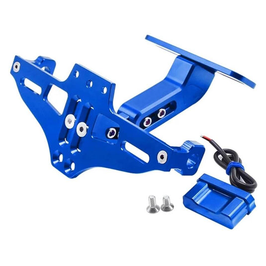 Suporte matrícula CNC alumínio cor azul com luz LED