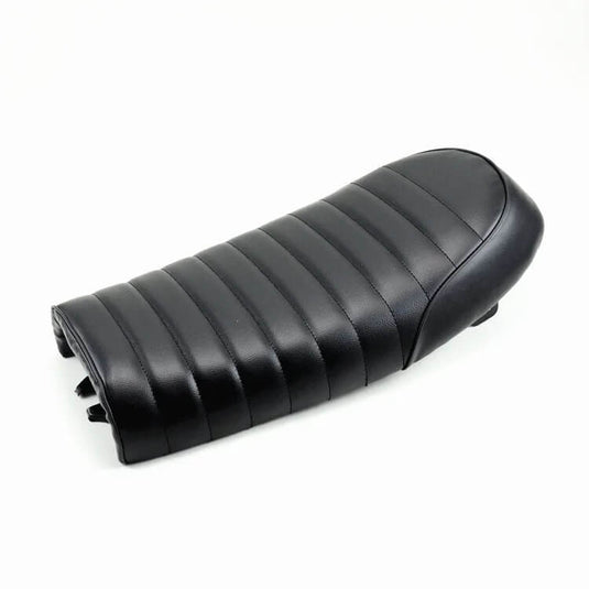 Banco café racer vintage flat preto com riscas – design retro para moto clássica universal