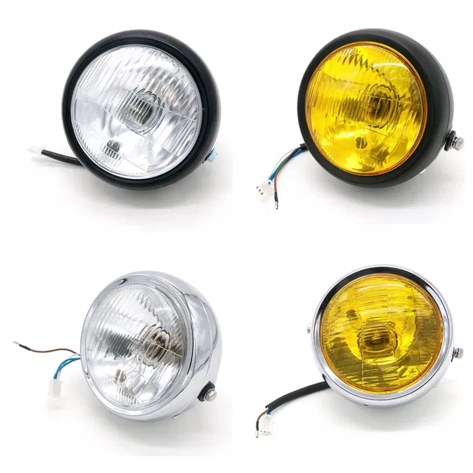 Farol frontal dois apoios laterais cafe racer