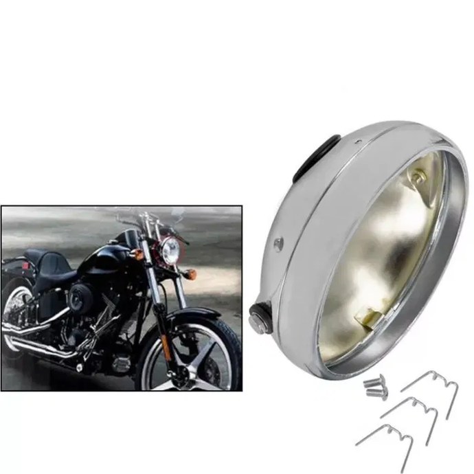 Caixa côco farol LED 7 pol moto cromado/mate cafe racer