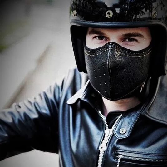 Máscara moto com filtro TNT couro sintético