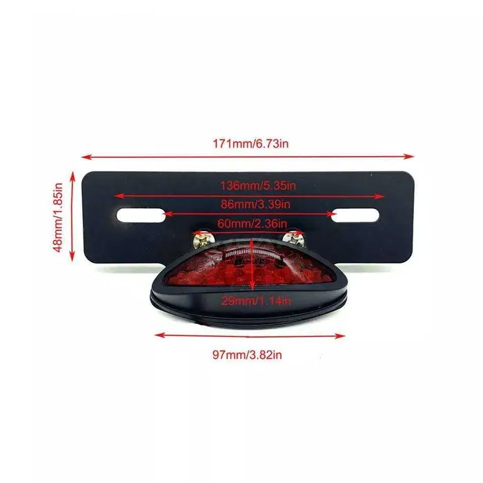 Carregue imagem no visualizador da galeriaFarolim traseiro LED oval cores variadas suporte de matrícula moto
