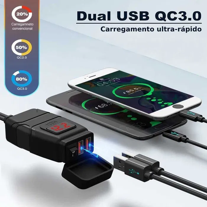 Carregue imagem no visualizador da galeriaCabo USB carregamento rápido duas saídas telemóvel moto cafe racer

