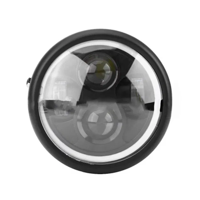 Carregue imagem no visualizador da galeriaFarol LED 5,75 pol coco preto mate moto cafe racer
