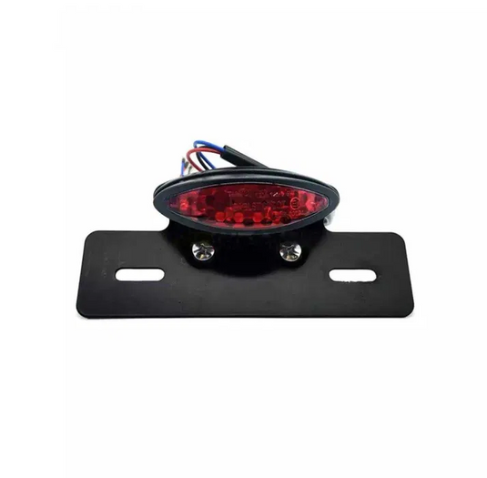Farolim traseiro LED oval cores variadas suporte de matrícula moto